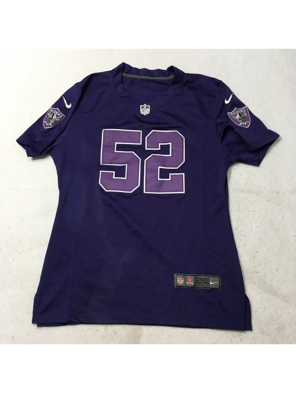 Khalil Mack Oakland Raiders Women's Jersey Nike On Field PURPLE  #52 SMALL